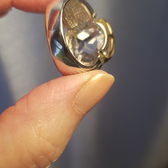 Sliver plated Swarovski crystal topaz ring - Picture 6 of 7